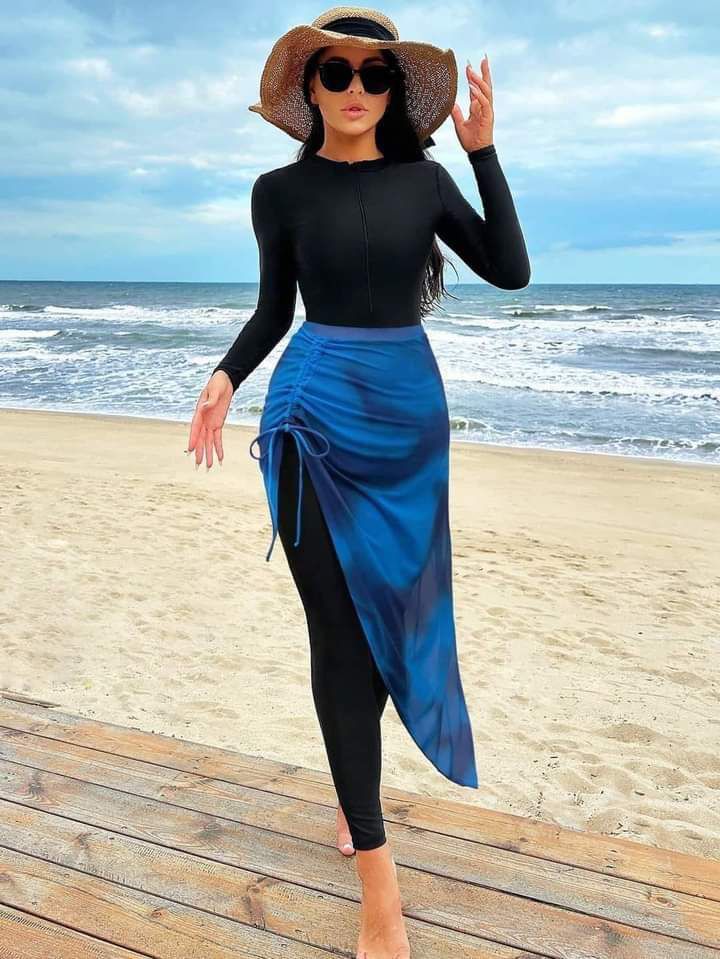 Burkini femme maroc bleu noir élégant anti UV premium(21) Burkini femme maroc bleu noir élégant anti UV premium