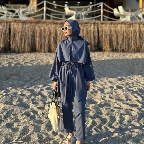 Burkini femme maroc bleu marine chic anti UV premium