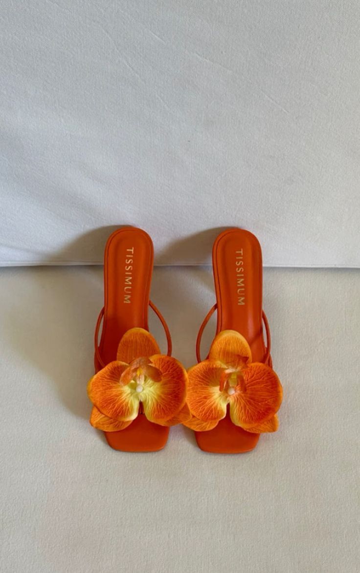 Sandales femme maroc orange fleur élégante luxe Sandales femme maroc orange fleur élégante luxe