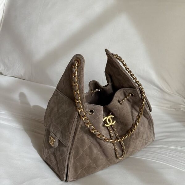 Sac femme maroc taupe matelassé luxe avec chaîne dorée